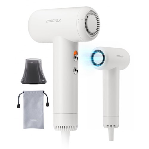 MOMAX High-Speed Hair Dryer - Mini Blow Dryer with 110,000 RPM Brushless Motor, Negative Ionic for Fast Drying, Low Noise, Portable with Magnetic Nozzle, Lightweight Design for Home and Travel