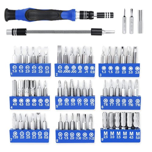 ORIA Precision Screwdriver Kit, 60 in 1 with 56 Bits Screwdriver Set, Magnetic Driver Kit with Flexible Shaft, Extension Rod for Mobile Phone, Smartphone, Game Console, Tablet, PC, Blue