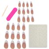 24Pcs French Tip Press on Nails, Short Fake Nails Almond Tips Acrylics Full Cover White False Nails Stick on Nails Reusable Glue on Nails Glossy Nude Acrylic Nails for Women Girls Nail Decoration