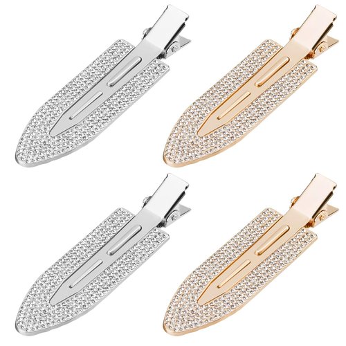 PAGOW Rhinestone No Bend Hair Clips, 4pcs bangs hair clip with Metal Shiny Styling Diamond ,No De...