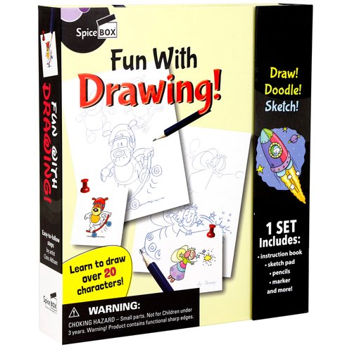 Fun With: Drawing - Learn to Draw 20+ Characters, Creative Art Activity Kit, 2 Sketching Pencils, Paper Sketch Pad, Draw-Doodle-Sketch, Kids Ages 8+