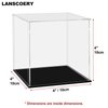 LANSCOERY Acrylic Display Case, Assemble Small Showcase Display Box for Collectibles, with Dustproof & Seamless Display Design, Suitable for Baseball 4x4x4inch Black Base