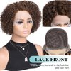 Fancy Hair Human Hair Wig Short Lace Front Wigs Kinky Curly Glueless Side Part Brazilian Virgin Human Hair Curly Bob Wigs with Baby Hair for Black Women (Brown,10 Inch)