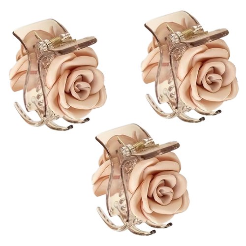 Flower Hair Clip Medium, Flower Claws Clips for Women, 1.61 Inch Small Camellia Claw Clips, Strong Hold for Thick Hair, Plastic Hair Claw Clips for High Ponytail