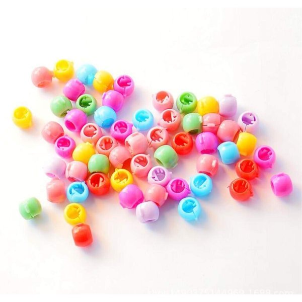 50 Hair Claw Clips Mini Hair Bangs Rainbow Beads Clip Cute Candy Colors Plastic Hairpins Hair Braids Maker Beads Head wear Hair Accessories For Kids Girls Women