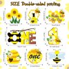 Lnlofen 8Pcs Bumble Bee Birthday Party Decorations Honeycomb Centerpieces, Happy 1st Bee Day Birthday Themed Table Centerpiece Toppers Party Supplies, Honey Bee Birthday Party Table Sign Decor
