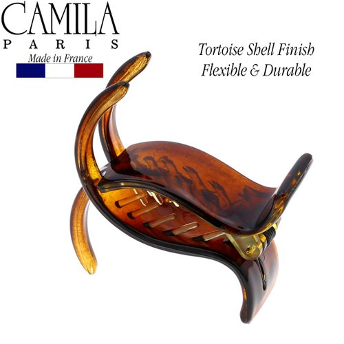 Camila Paris NV06 French Hair Clip for Women, Brown 3 Teeth Ponytail Holder, Girls Hair Claw Clips Jaw Fashion Durable Styling Hair Accessories for Women, Strong Hold No Slip Grip, Made in France