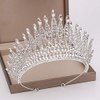 KODENG Trendy Silver Color Rhinestone Crystal Queen Big Crown Bridal Wedding Tiara Women Beauty pageant Bridal Hair Accessories Jewelry (Silver)