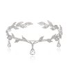 EVER FAITH Wedding Bridal Headband for Brides, Austrian Crystal Teardrop Leaf Elf Costume Hair Accessory Tiara Hair Band Crown for Cosplay Birthday Party Christmas Clear Silver-Tone