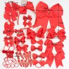 50PCS Red Hair Accessories Set - Grosgrain Ribbon Red Bows,Hair Clips,Hair Ties,Headbands, Uniform Hair Bows Accessories for Little Toddler Kids School Girls