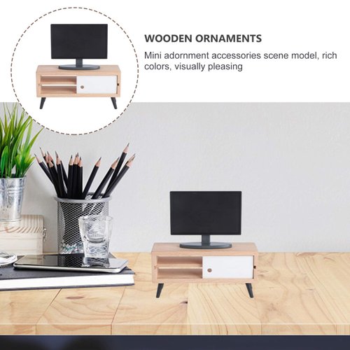 Toyvian 1/12 Scale Dollhouse Miniature Tv Dollhouse Living Room Television Mini Tv Mini Tv Cabinet Doll House Furniture Tiny Tv Set for Dollhouse Mini Furniture Decor Accessories