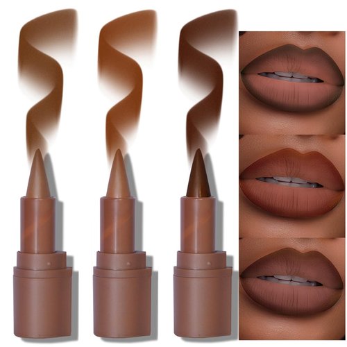 3Pcs 2-in-1 Gradient Lip Liner and Lipstick Lip Combo Set - Achieve Flawless Contour and Gradual Ombre Effect with Easy-to-Use Crayon Form and Cone Tip - Non-Smudging, Long-Lasting (01&04&06, 3)