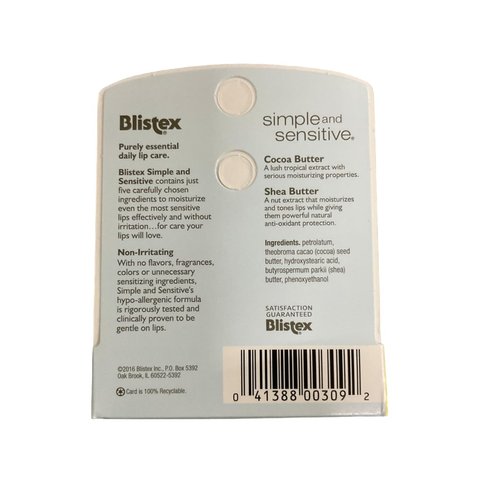 Blistex Simple & Sensitive Lip Moisturizer 0.15 oz (Pack of 3)