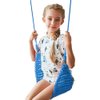 ROPECUBE Hand-Knitting Kids Swing, Indoor Outdoor Portable Tree Swing Seat,Adjustable Ropes, with Hanging Strap and Snap Hook for Camping Hiking Backyard Playset and Playroom, Easy Install(Blue)…