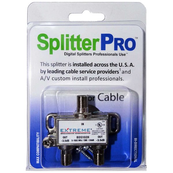 SplitterPRO - Digital Splitters Professionals Install Every Day Across The U. S. A. 2-Way Coaxial Cable Splitter, 1 GHz for HDTV/4K/8K TV, High Speed Internet (Not for Satellite Dish Connections)