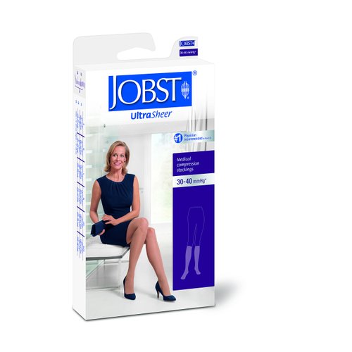 JOBST UltraSheer Knee High 30-40 mmHg Compression Stockings, Closed Toe, Medium, Anthracite