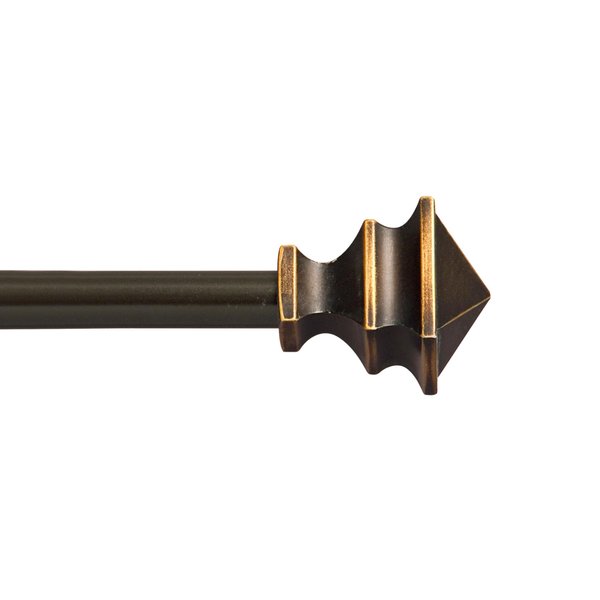 Kenney KN55479 Arts & Crafts Square End Petite Café Decorative Window Curtain Rod, 28-48" Adjustable Length, Oil Rubbed Bronze Finish, 1/2" Diameter Steel Tube