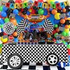 Truck Birthday Party Supplies Truck Theme Party Decorations, 99 Pcs(Backdrop Tablecloth Banner Triangle Bunting Cake Toppers Foil Balloons Honeycomb Centerpieces Flags Balloon Garland Arch Kit)