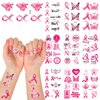 Breast Cancer Temporary Tattoos for Women -10 Sheets Breast Cancer Party Decorations Pink Ribbon Face Fake Tattoos Sticker Gifts for Woman Breast Cancer Awareness Party Favor Supplies