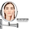 Ovente 7" Wall Mount Makeup Mirror, 1X & 7X Magnifier, Adjustable Spinning Double Sided Round Reflection, Extend, Retractable & Folding Arm, Bathroom & Vanity Décor, Polished Chrome MNLFW70CH1X7X