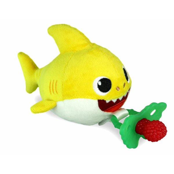 Baby Shark - RaZbuddy RaZberry Teether/Pacifier Holder w/Removable Baby Teether Toy - 0M+ - Bpa Free - RaZbaby