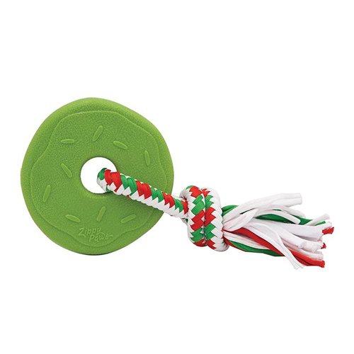ZippyPaws ZippyTuff Teethers Christmas Dog Toy - Plush Squeaky Holiday Dog Gifts for Small & Medium Puppy Dogs, Interactive Hide & Seek Stocking Stuffers for Pets - Holiday Green Donut