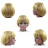 NEWPECK Girls Golden Mushroom Wig Short Bob Wig With Bangs Blonde Bowl Cut Wig Cap For Women