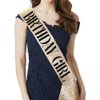 "Birthday Girl" Sash & Rhinestone Headband Set - Birthday Gifts Birthday Sash for Women Birthday Party Supplies (Gold Glitter/Black)