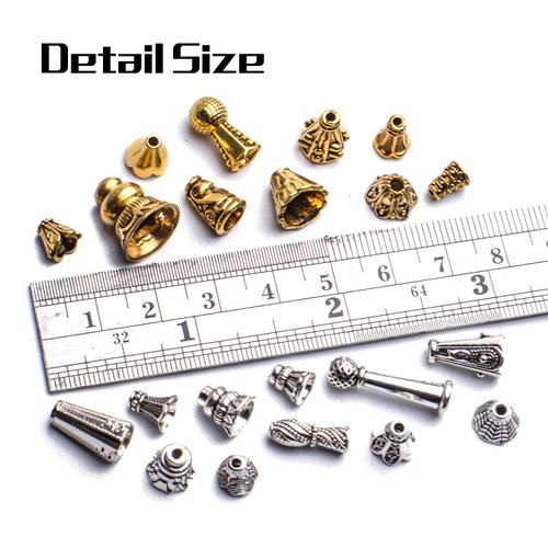 Bead Caps, 100g Flower Bead Caps Metal Alloy Bead Ends Caps Assorted Cones Bead Caps for Bracelet Necklace Jewelry Making Crafts DIY, 5-16mm