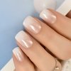 Ombre French Press On Nails Short - IKISKT Fashion Acrylic False Nails, Glue On Nails with Glue Sticker,Fit Perfectly & Natural Stick On Nails - 24PCS Soft UV Gel Fake Nails Kit, Gradient White