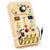 Dreamon Montessori Wooden Busy Board with 15 Led Lights - Baby Sensory Toys Light Switch Travel Toys for Ages 2-4 - Preschool Learning Activities Christmas & Birthday Gifts for Toddlers 1-3