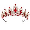 Guoeappa Crystal HeadBand Queen Tiara Crown for Women Bridal Wedding Girls Birthday Party(Red)