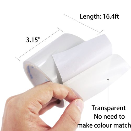 LANUCN Waterproof Tent Repair Tape Kit - PVC Coated Surface and Ultrastrong Sticky Tenacious Clear Tape, Fabric Repair Tape for Canvas Repair Tape, RV Awning Repair Tape etc.