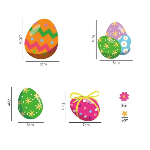 VEYLIN 6Sheets 80Pcs Easter Eggs Window Clings, Removable Eggs Window Static Sticker for Easter Window Decoration