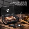 Scotte Cigar Humidors Acrylic Humidor Cigar Box With Hygrometer and Humidifier Hold 20 Cigars Portable Cigar Travel Case Include Cigar Cutters & Cigar Punch Accessories (Grey)