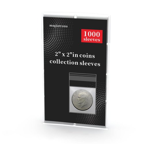 coin flips 2x2 sleeves 1000pcs, No need to use a stapler, for 2x2 coin flips dollar,coin protectors,coin holders collectors,and miniature things Small Parts - Reusable Self Seal