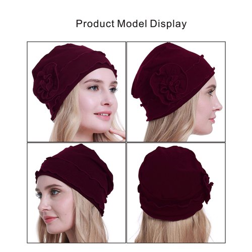 osvyo Chemo Headwear Turban Cap for Women - Cancer Beanie Hair Loss Sealed Packaging Wine