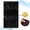 Black Fringe Curtain Party Streamers 4Pack 3.3x8.3 Ft Foil Fringe Backdrop Curtains for Birthday Wedding Bridal Baby Shower Holiday Tinsel Streamers Black Party Decorations Door Streamer