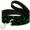 Dog Leash Question Mark Scattere2 Black Neon Green 4 Feet Long 1.5 Inch Wide