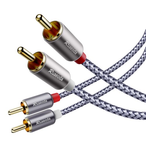 Ruaeoda RCA Cable 6 ft, 2RCA Male to 2RCA Male Stereo Audio Cables Shielded Braided RCA Stereo Cable for Home Theater, HDTV, Amplifiers, Hi-Fi Systems, Car Audio, Speakers