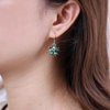 Sttiafay Vintage Emerald Flower Drop Earrings Green Crystal Flower Earrings Cz Flower Dangle Earrings Gold Huggie Hoop Earrings Jewelry for Women