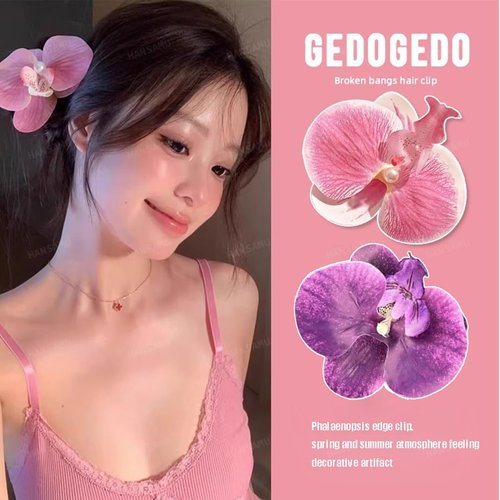 Orchid Flower Hair Clips, Bohemian Butterfly Orchid Hairpin, Women Flower Hair Clips Butterfly Orchid Alligator Claw Clips Bridal Wedding Accessory Beach Party Decor 3 Colors