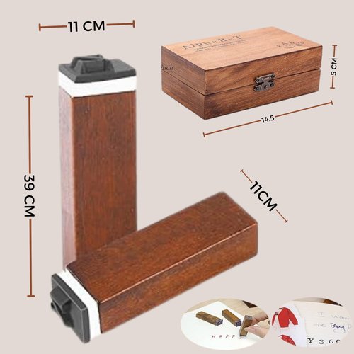 Oytra Alphabet Stamps Letter Art Craft Material Rubber Letters 70 Letters & Number Vintage Special Characters Journal Bullet Stationery Supplies ABCD in Wooden Storage Box Gift