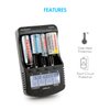 Tenergy TN456 Intelligent Universal Battery Charger with 4 Slots, LCD Display, USB Output, Power Adapter, Rechargeable Battery Charger for Li-ion/NiMH/NiCD Rechargeable Batteries