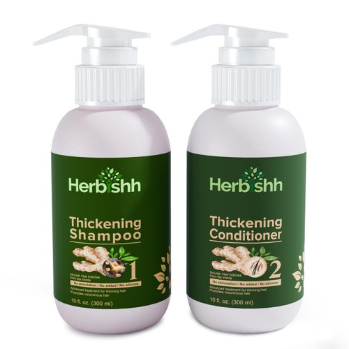 Herbishh Ginger Extract Thickening Shampoo and Hair Conditioner for Hair Thickening | Suitable for All Type Hair | Sulphates & Parabens Free