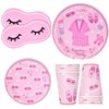 Gift Boutique 96 Pcs Pajama Party Supplies Tableware Set Paper Plates Cups Napkins Girls Pajamas Mask Sleepover Slumber Disposable Dinnerware Serve 24