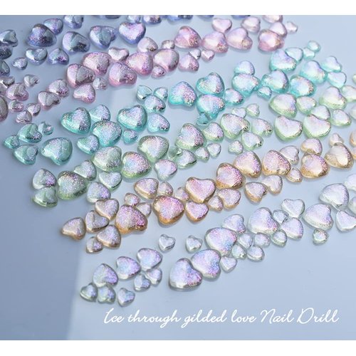 SANNXIX 3D Aurora Heart Nail Charms,200 Pcs Shiny Heart Nail Art Gems 6 Colors Crystal Glitter Valentine’s Day Nail Art Decoration Supplies Nail Rhinestone Acrylic Nail DIY & Salon