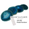 Natural Agate Coaster for Drinks Geode Stone Coasters Teal Irregular 4Pcs Dyed Agate Sliced Cup Mat 3-4'' DIY Decorative Paintings Ornaments Housewarming Gift