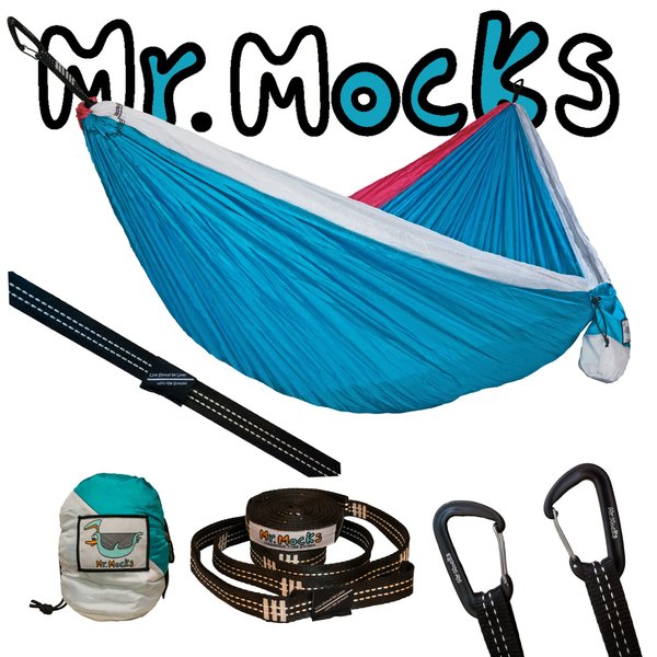 Mr. Mocks Single, Double, Triple Hammock, Light Weight Tree Straps, Aluminum Carabiners, Water Resistant Parachute Nylon, Easy Stuff Sack, Great Travel Camping Mock (Vintage TrackSuit, Double)