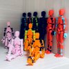 masijssa T13 Action Figures Set (Assembly Completed) Dummy 13 Titan 13 Robot Action Figure 3D Printed Robo Multi-Jointed Movable Action Figure Toy with Full Articulation (Black Blue Figure + Dog)